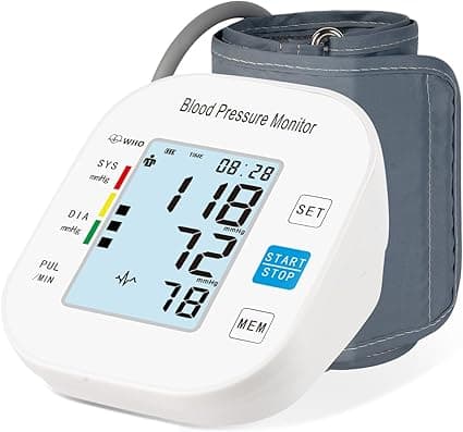 Blood Pressure Monitor for Home Use - Automatic BP Machine with Large Backlit Display High Accuracy for 2 Users with 22-42cm Arm Cuff & Storage Bag (White)