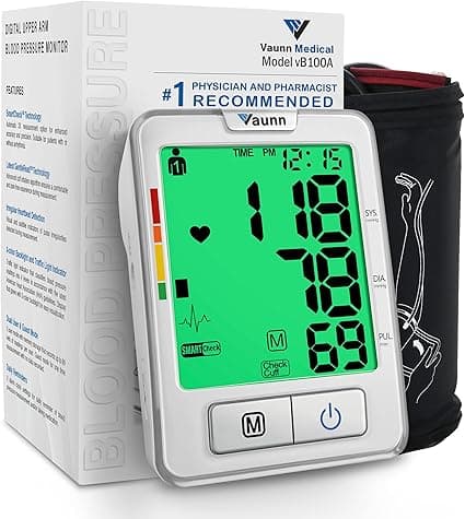 Vaunn Medical Automatic Blood Pressure Machine with Large Cuff, Digital Blood Pressure Monitor, Upper Arm Cuff 8.7-16.5" (vB100A)